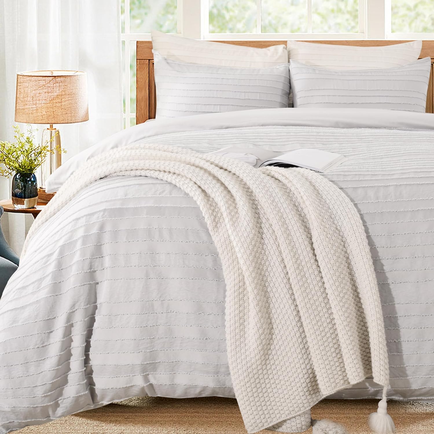 NEXHOME PRO California King Duvet Cover Set in Light Grey