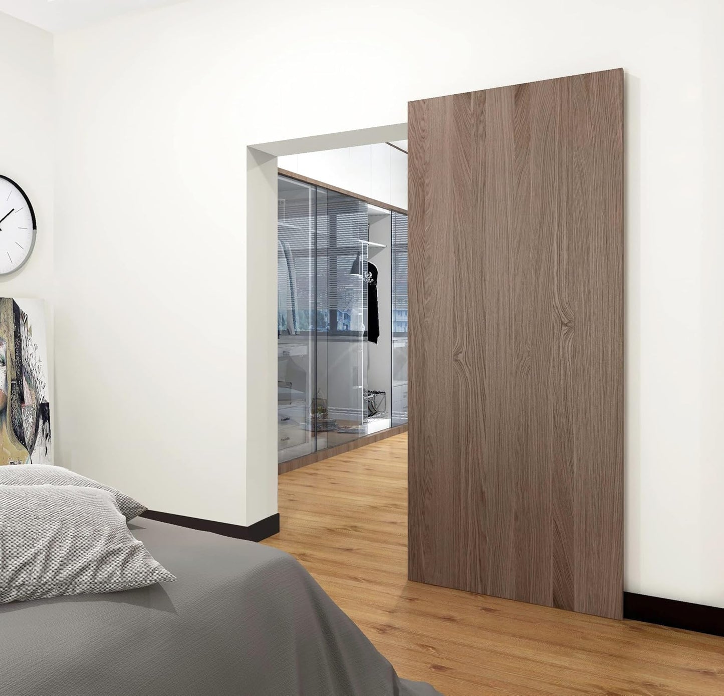DIYHD 42in Concealed Sliding Barn Door Hardware with Soft Close