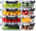 8 Pack 36oz Large Glass Meal Prep Containers with Lids - Airtight
