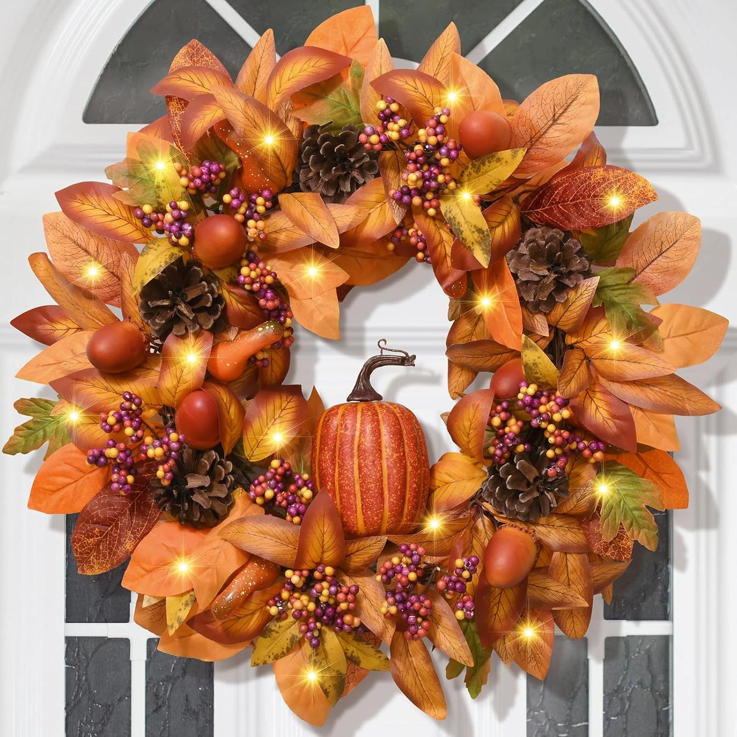 Stunning 18 Inch Fall Wreath for Front Door Decoration
