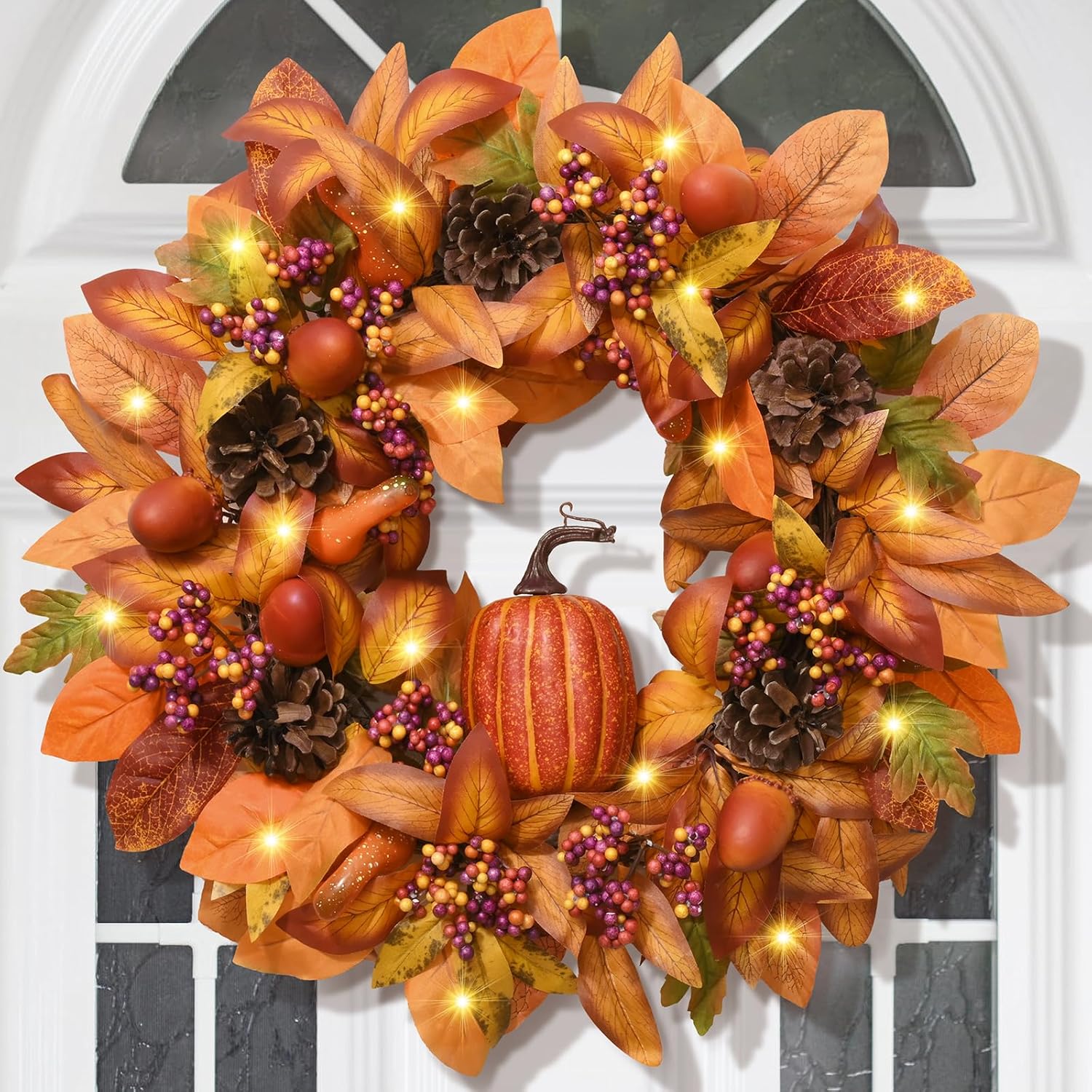 Stunning 18 Inch Fall Wreath for Front Door Decoration