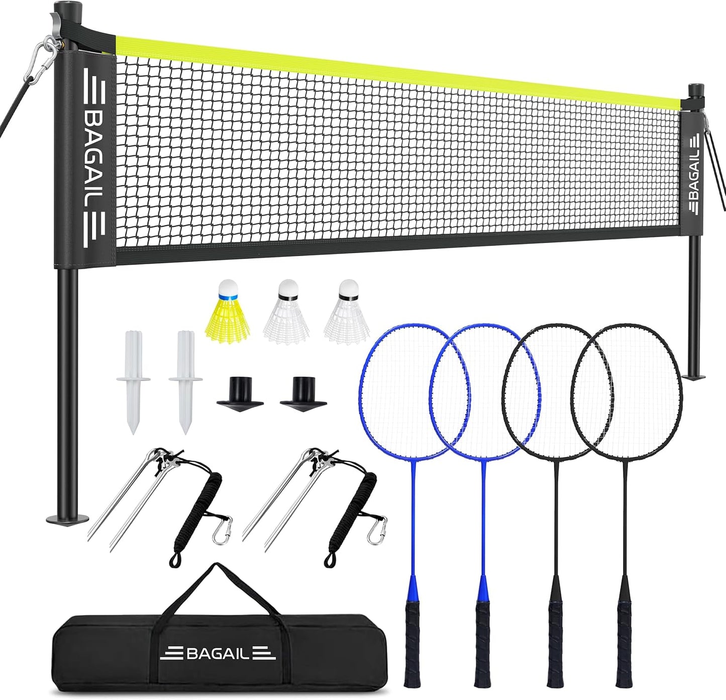 BAGAIL Outdoor Badminton Net Set with Anti-Sag Winch System