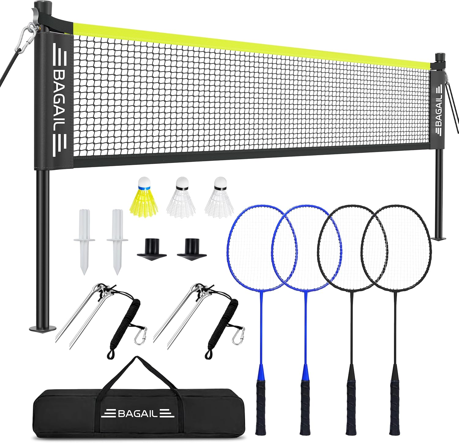 BAGAIL Outdoor Badminton Net Set with Anti-Sag Winch System