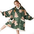 Bedsure Wearable Blanket Hoodie Sherpa - Cozy Printed Hooded Blanket