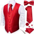 Men's Paisley Waistcoat 7PCS Set with Tie and Bowtie - Formal Silk