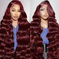Human Hair Wig 30 in Lace Front 13x6 200% Density Burgundy