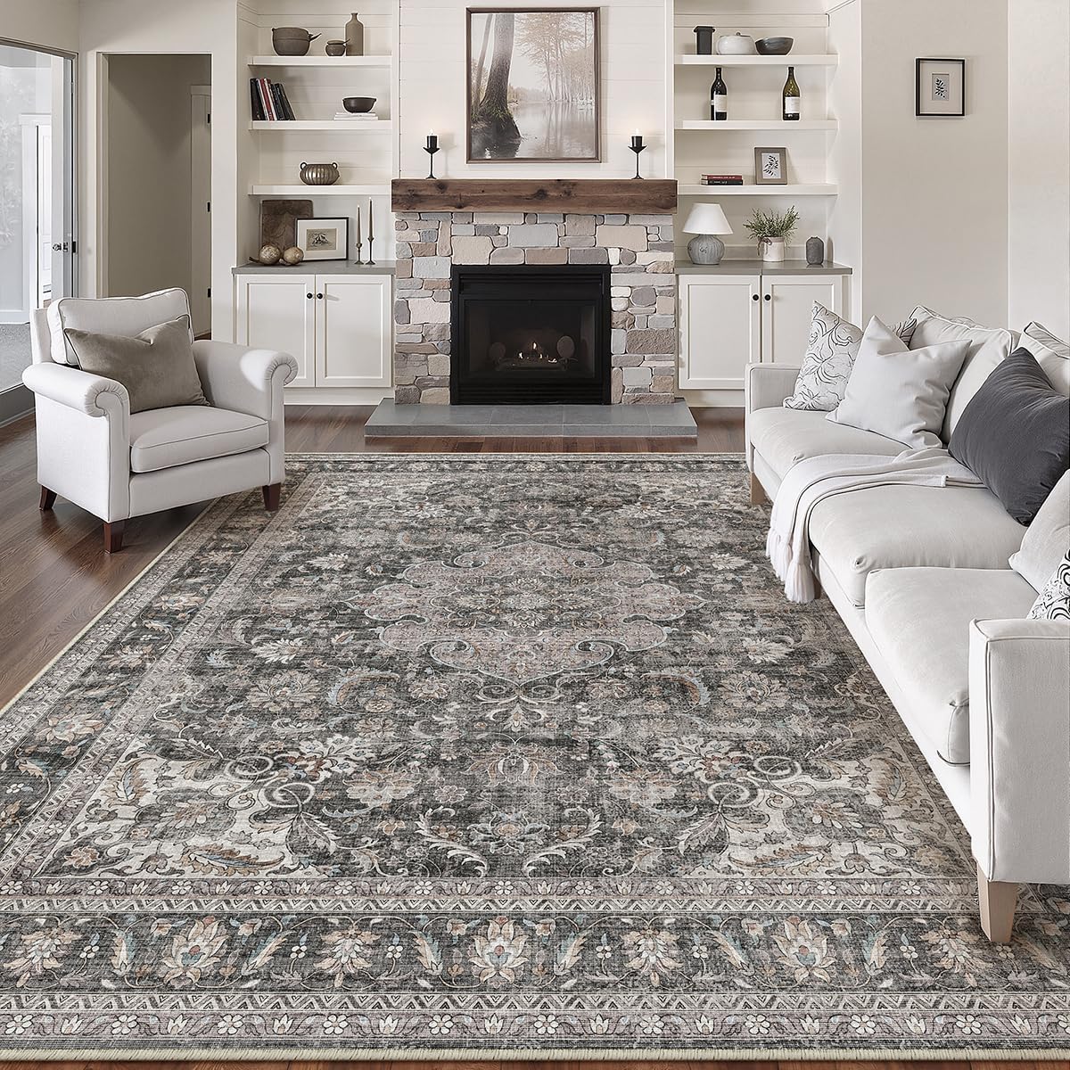 8x10 Washable Vintage Area Rug for Living Room and Bedroom