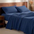 Full Flannel Sheet Set 100% Cotton Dark Blue - Deep Pocket