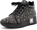 Women's Glitter High Top Platform Sneakers - Sequin Bridal Wedge