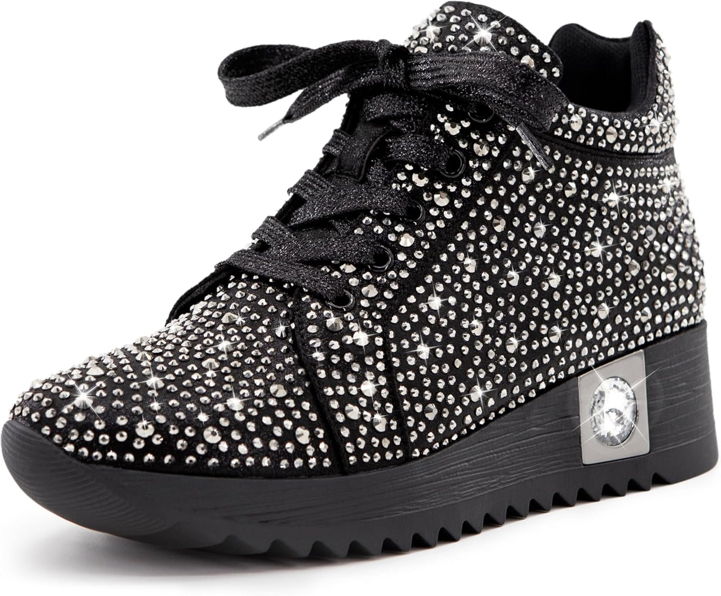 Trendy Women's Fashion Glitter Sneakers Platform Wedge Shoes