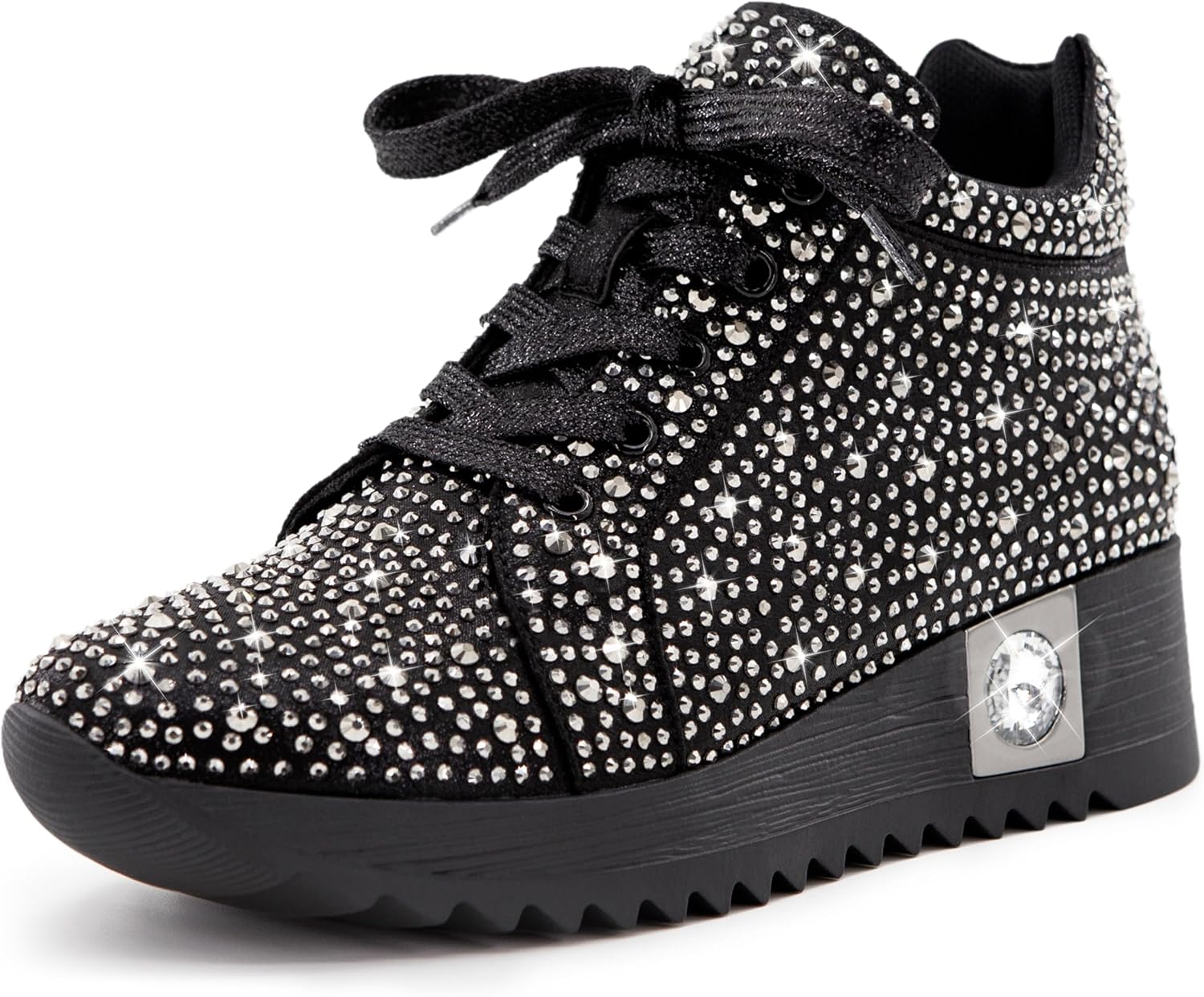 Trendy Women's Fashion Glitter Sneakers Platform Wedge Shoes