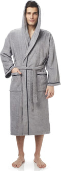 Men's Hooded Classic Bathrobe Turkish Cotton Robe - Full Length Option
