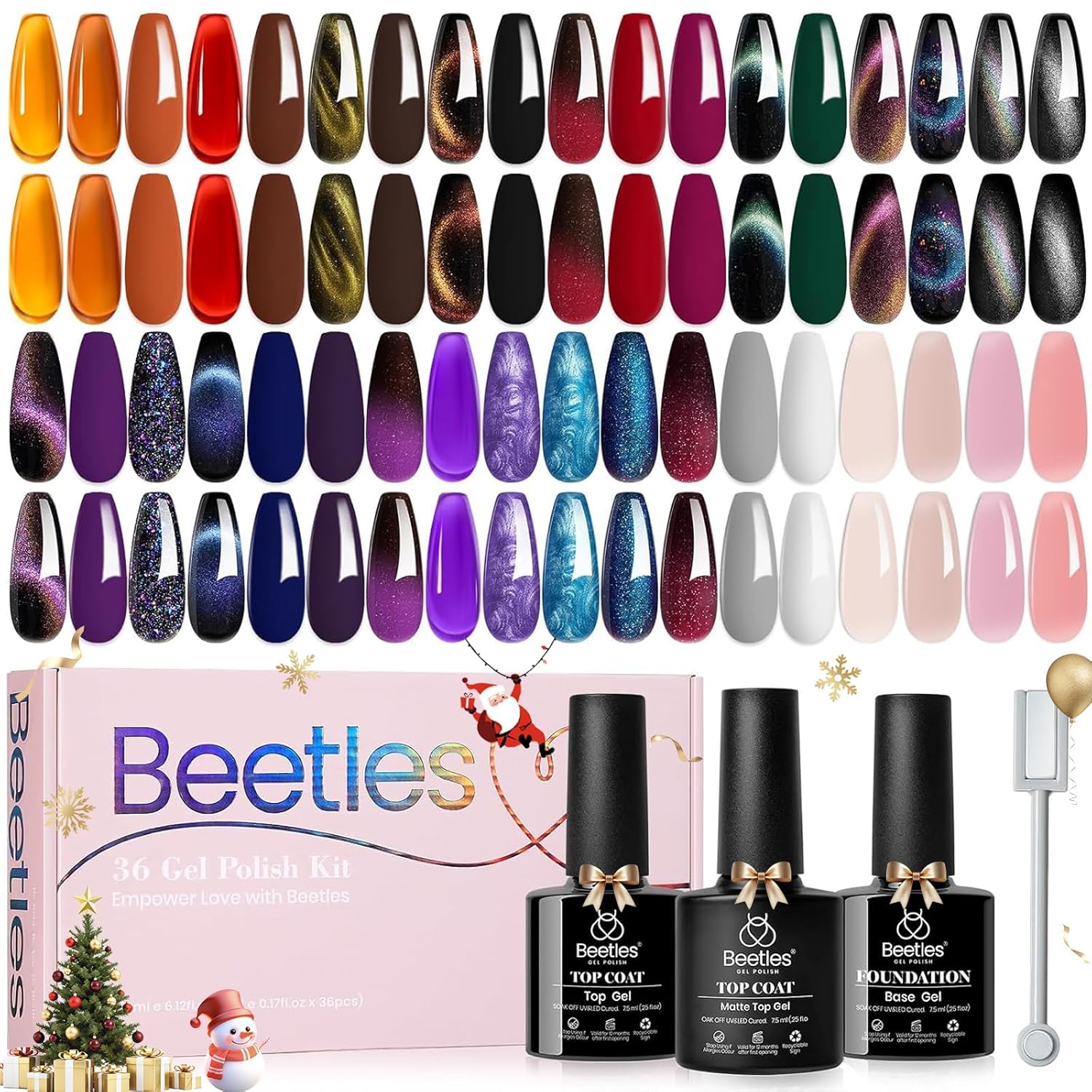 Beetles Halloween Gel Nail Polish Set - 39 Pcs Glitter Kit