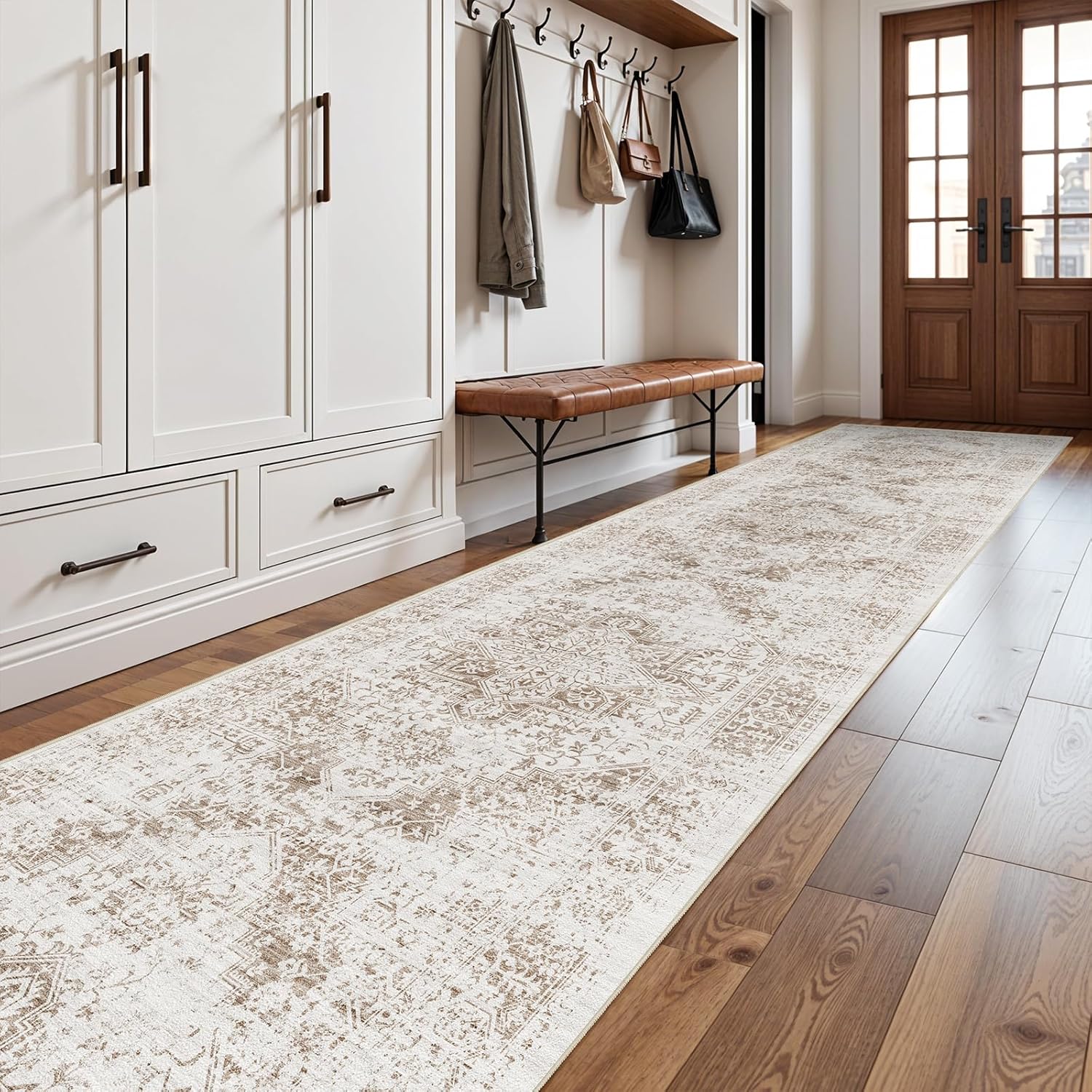 3x16 Hallway Washable Runner Rug: Vintage Non-Slip Floor Mat