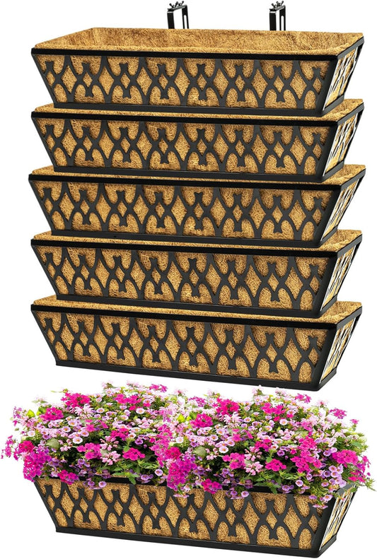 24 Inch Window Boxes Planters with Adjustable Brackets for Garden