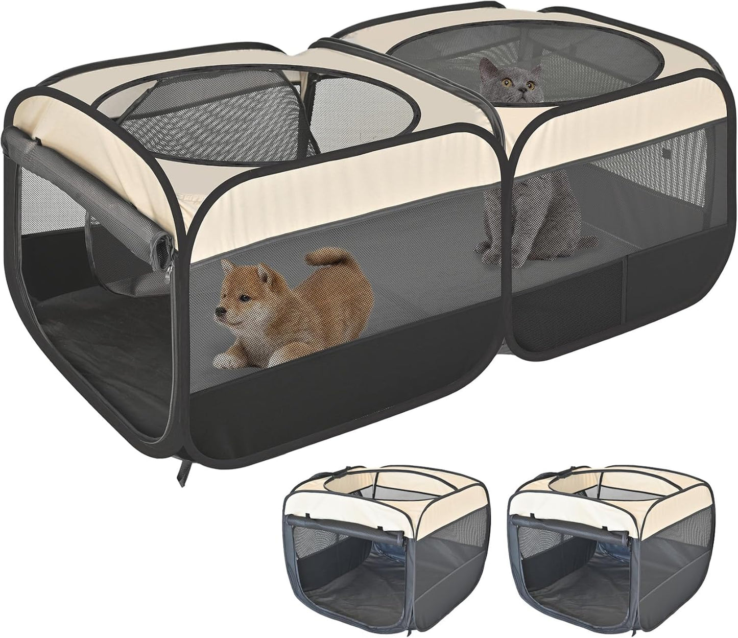 2-in-1 Pop Up Cat Playpen for Indoor and Outdoor Use