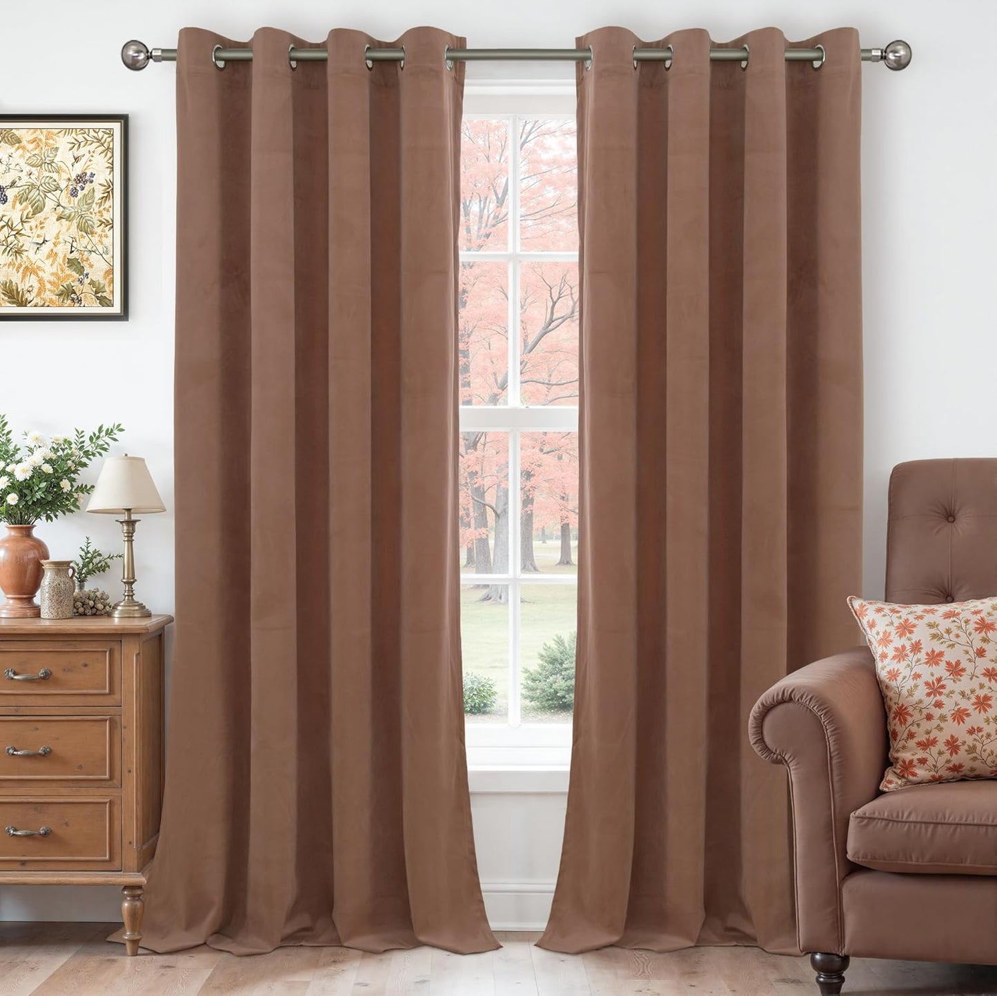 YoungsTex Mocha Velvet Curtains for Elegant Home Decor