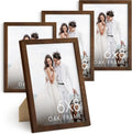 6x8 Walnut Oak Wooden Picture Frame Set of 4 - Slim Natural Oak