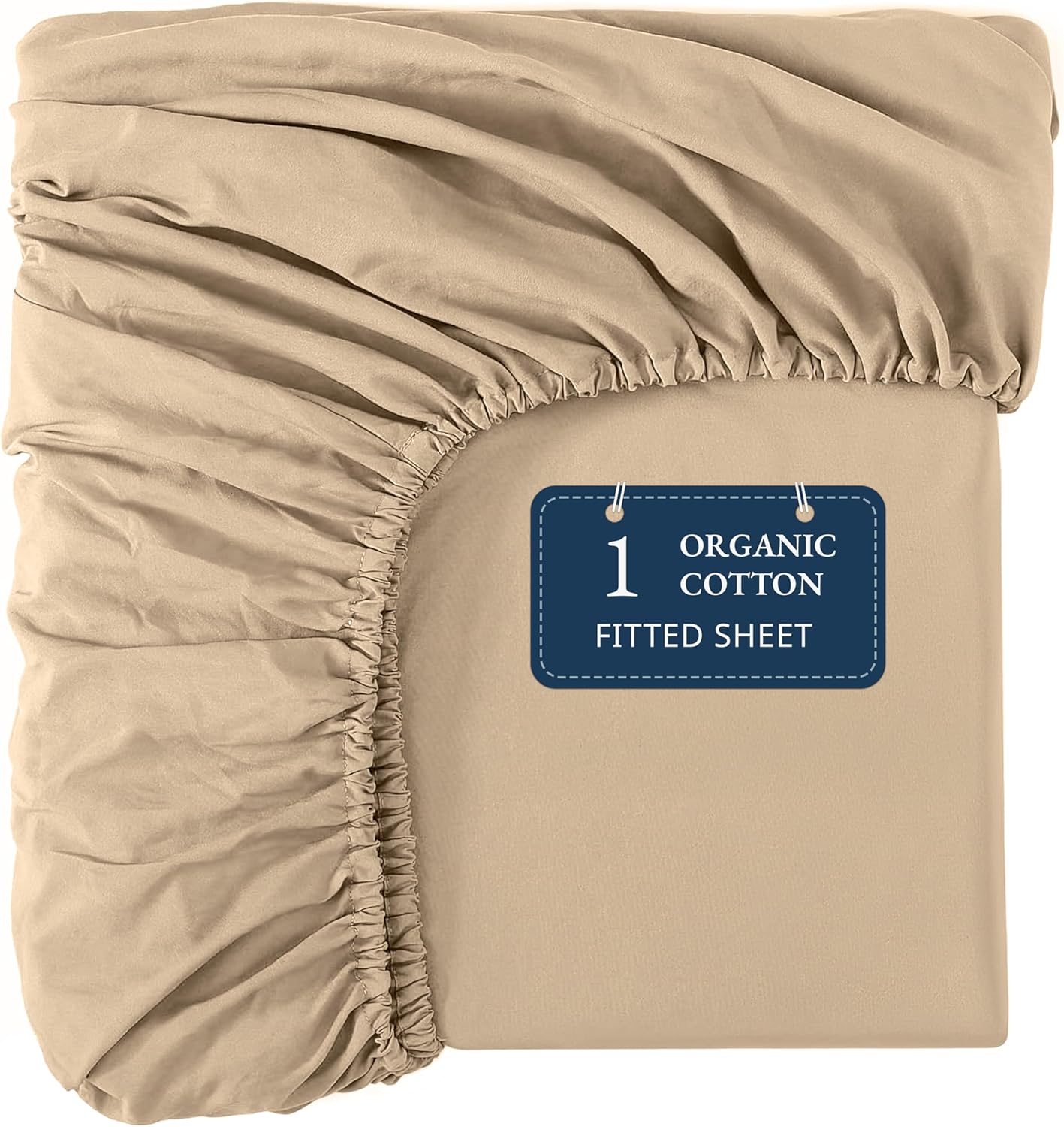 Lane Linen Organic Cotton King Size Fitted Sheet - Soft & Durable
