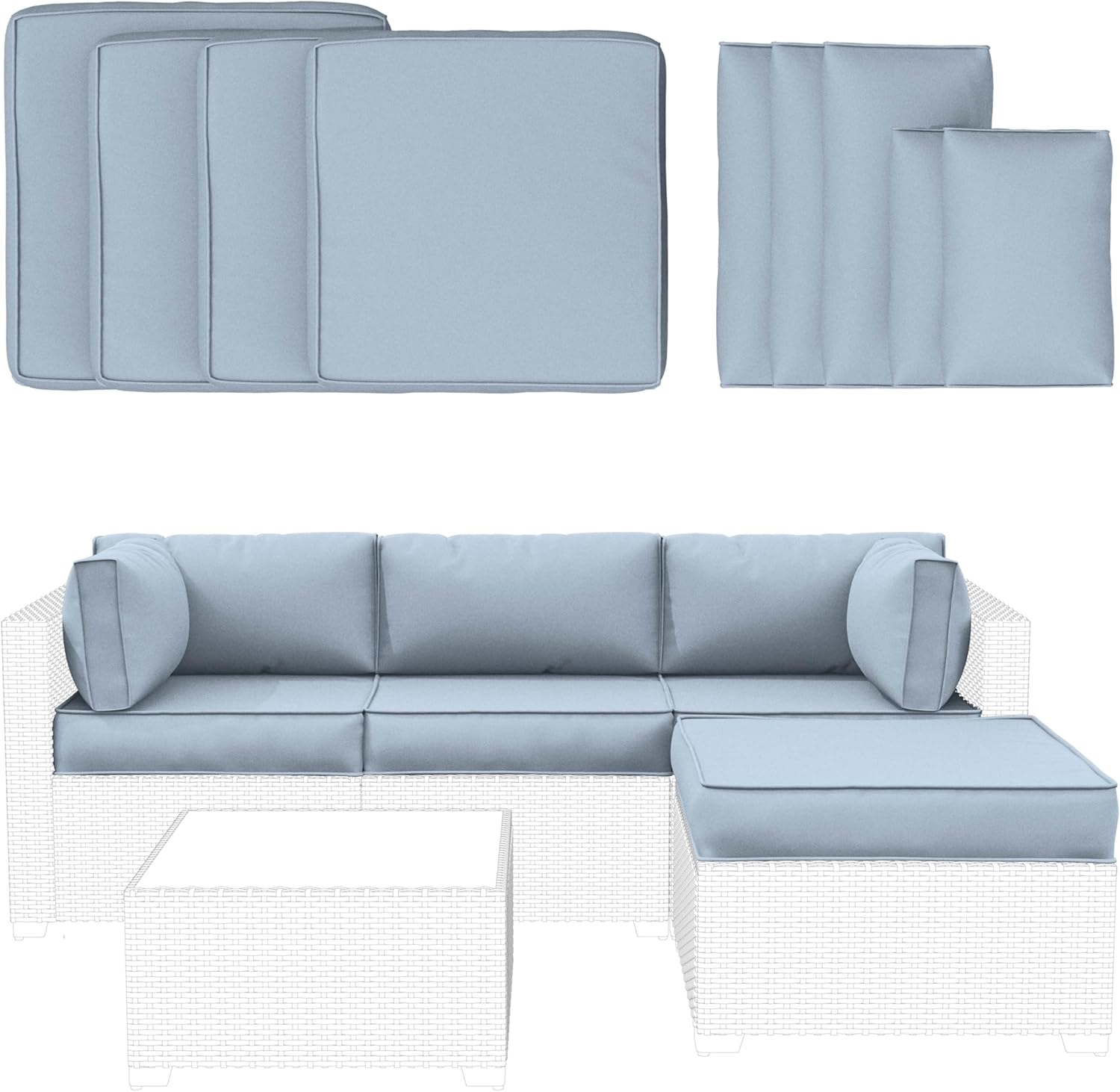 9 Pcs Outdoor Patio Furniture Cushion Covers for All Seasons