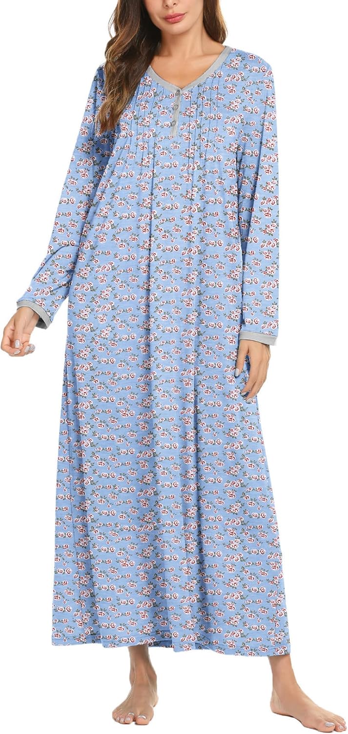 Ekouaer Women's Long Sleeve Nightgown for Comfort and Style