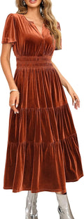 Velvet Tiered Ruffle Maxi Dress - Flattering Fall Winter Dress