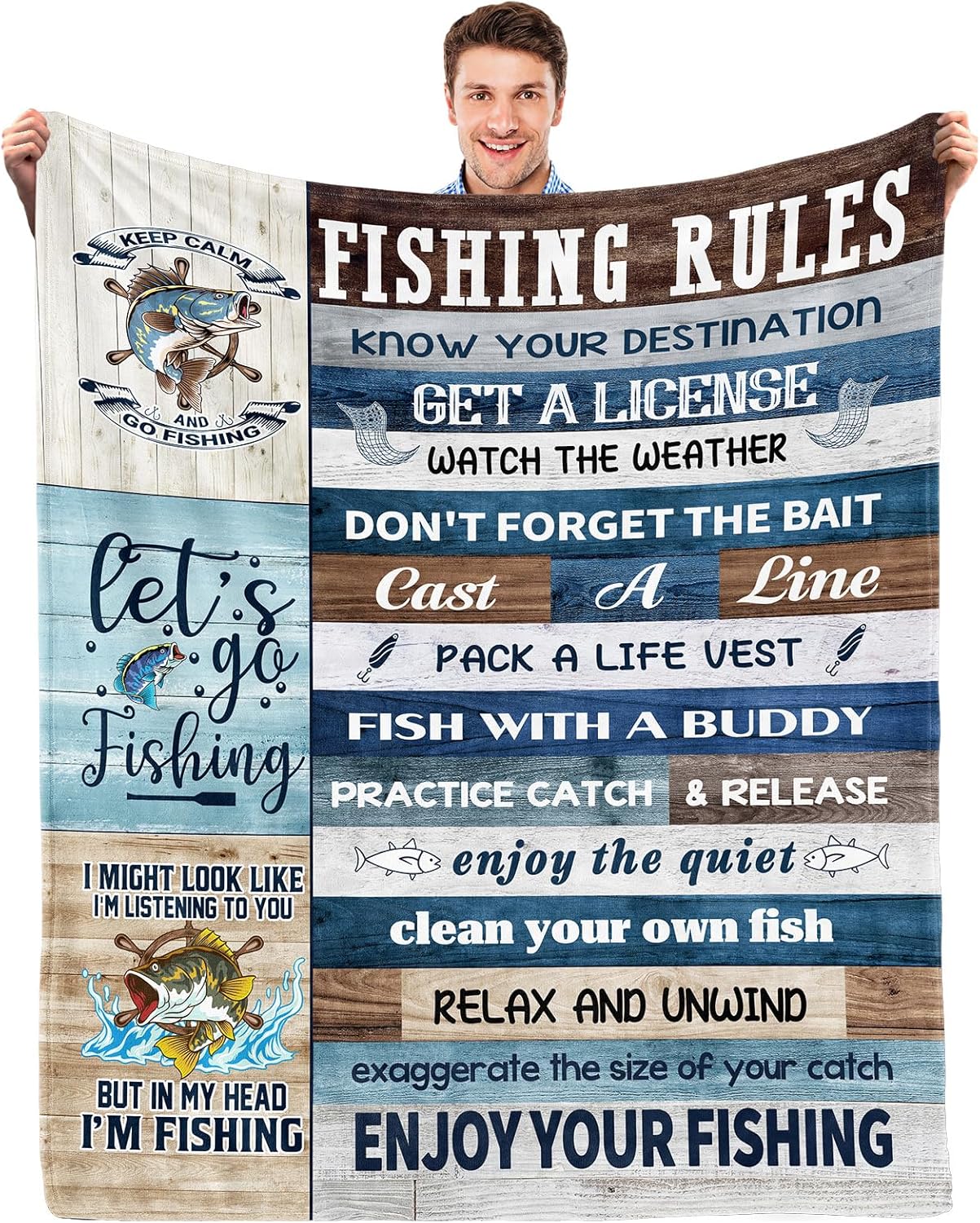 Fishing Theme Blanket - Perfect Gift for Fishermen!