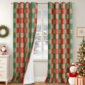 Plaid Christmas Curtains for Living Room - Thermal Insulated Drapes