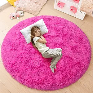 Junovo Round Rug 6x6 Feet Fluffy Soft Area Rug for Kids Room