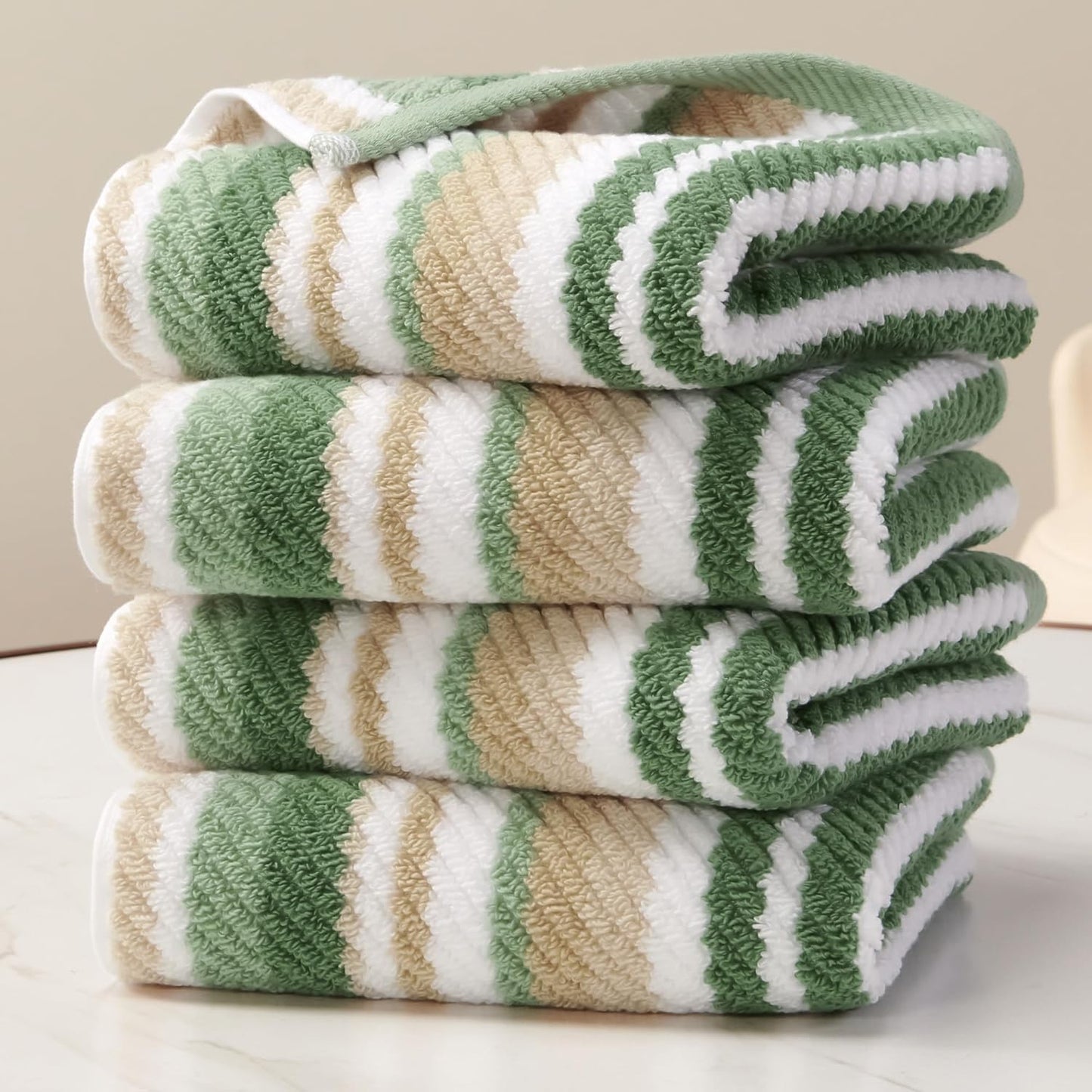 Green Hand Towels Set of 4 - Soft, Quick Dry, Absorbent Towels