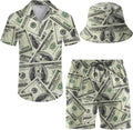 Men's 2 Piece Tracksuit Hawaiian Shirt and Shorts with Bucket Hat