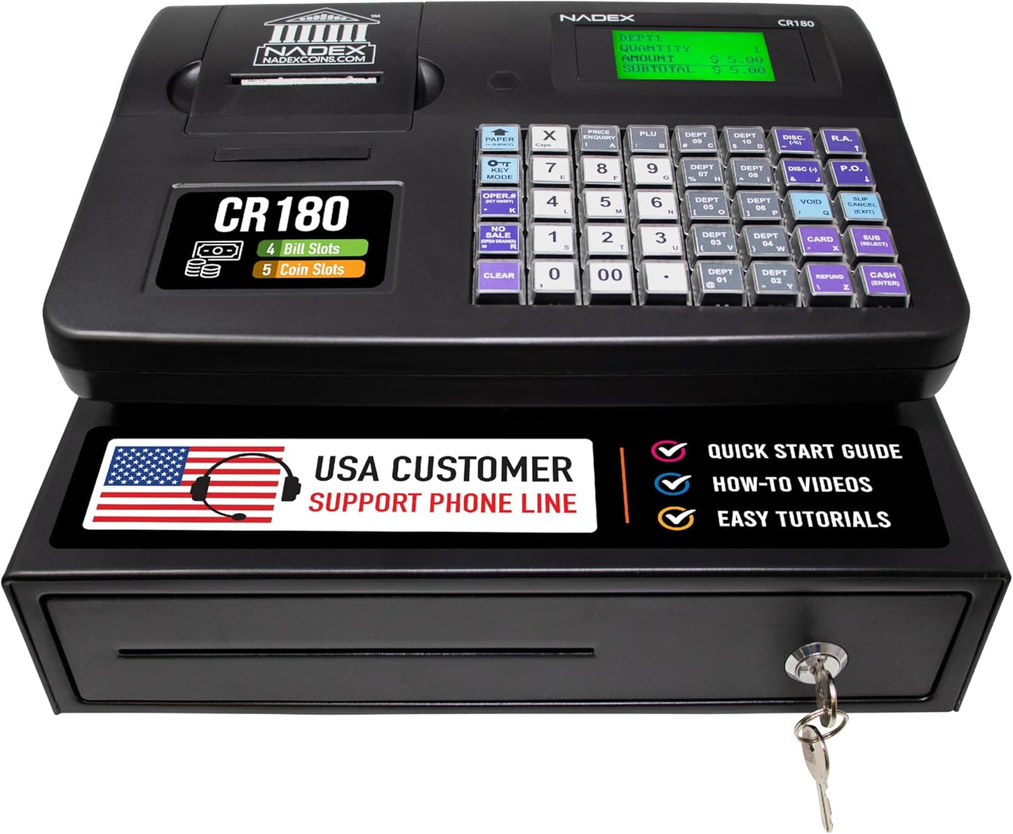 Nadex CR180 Electronic Cash Register with Compact Design