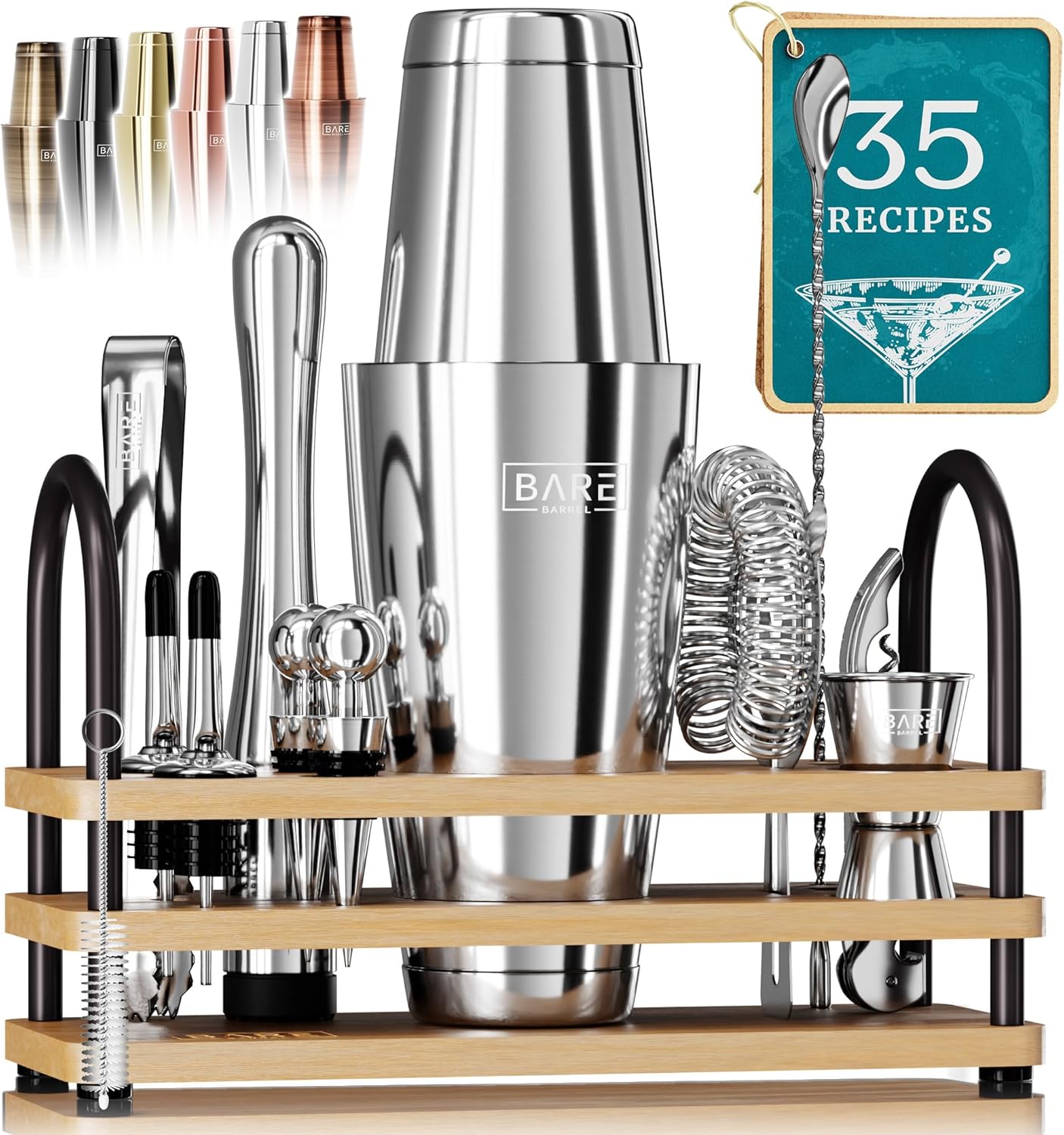 BARE BARREL Mixology Bartender Kit - 14-Piece Cocktail Set