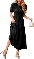 Dowerme Women's Summer Maxi Dress with Elegant Puff Sleeves
