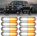 8Pcs Amber White Emergency Strobe Lights for Trucks and Cars