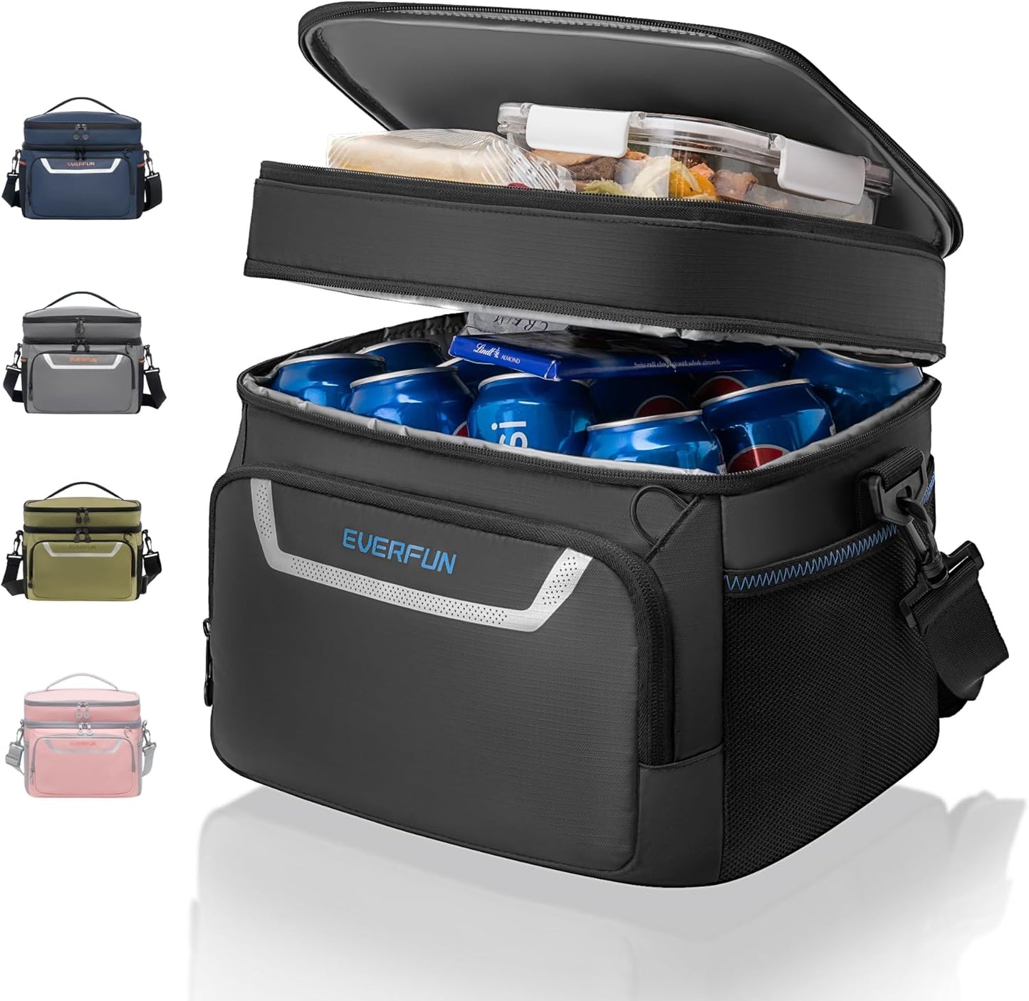 EVERFUN Mini Cooler: Leak-Proof Double Deck 24 Can Insulated Lunch Bag