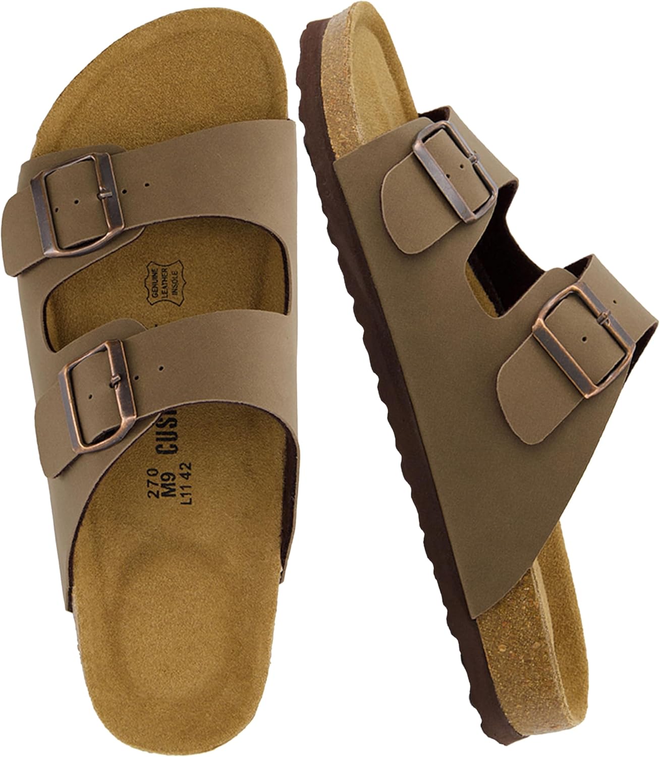 CUSHIONAIRE Lane Cork Footbed Mens Sandals for Summer Comfort