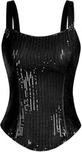 Sequin Tank Tops for Women Bustier Corset Top - Sparkle Slim Fit