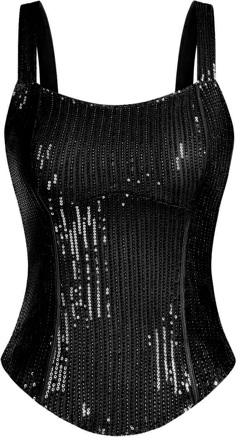 Sequin Tank Tops for Women - Bustier Corset Style by GRACE KARIN