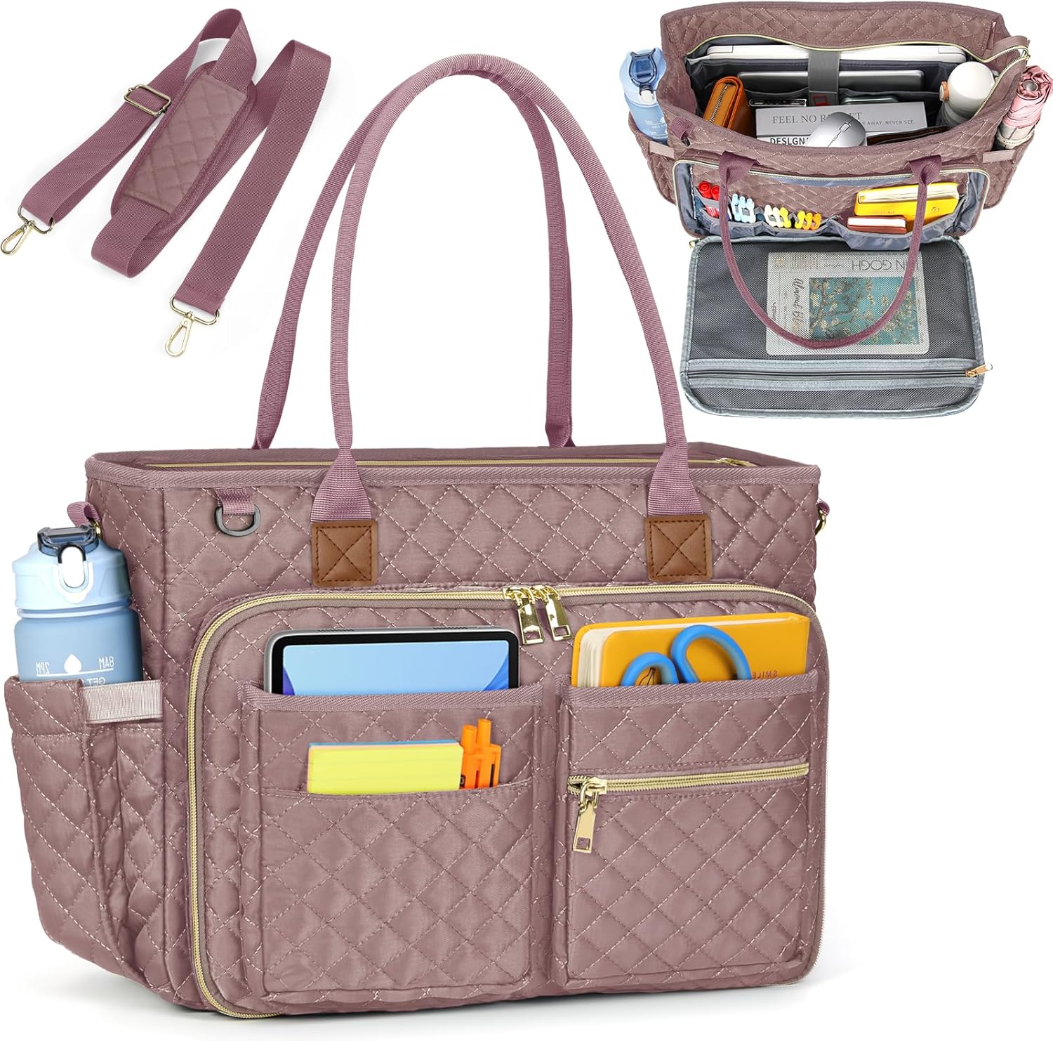 Teacher Laptop Tote Bag with Insulated Pocket for Work 15.6ft