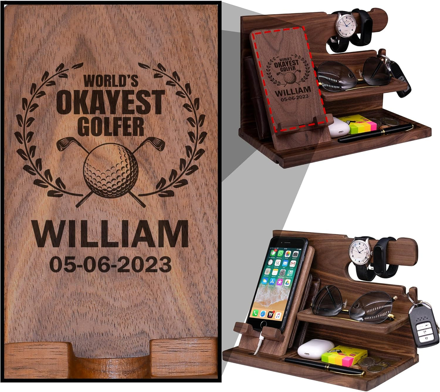 Personalized Golf Desk Organizer for Him - BOBI CARE