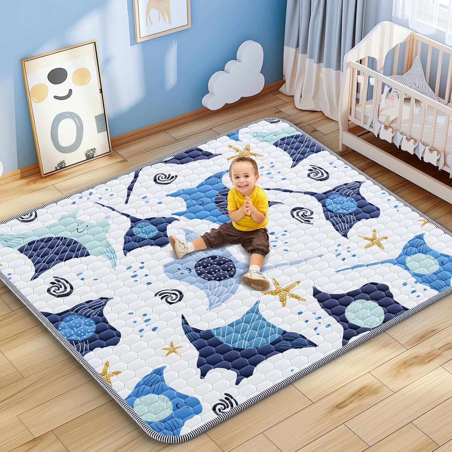 Omzer Baby Play Mat 71x59in - Thick Non-Slip Crawling Mat