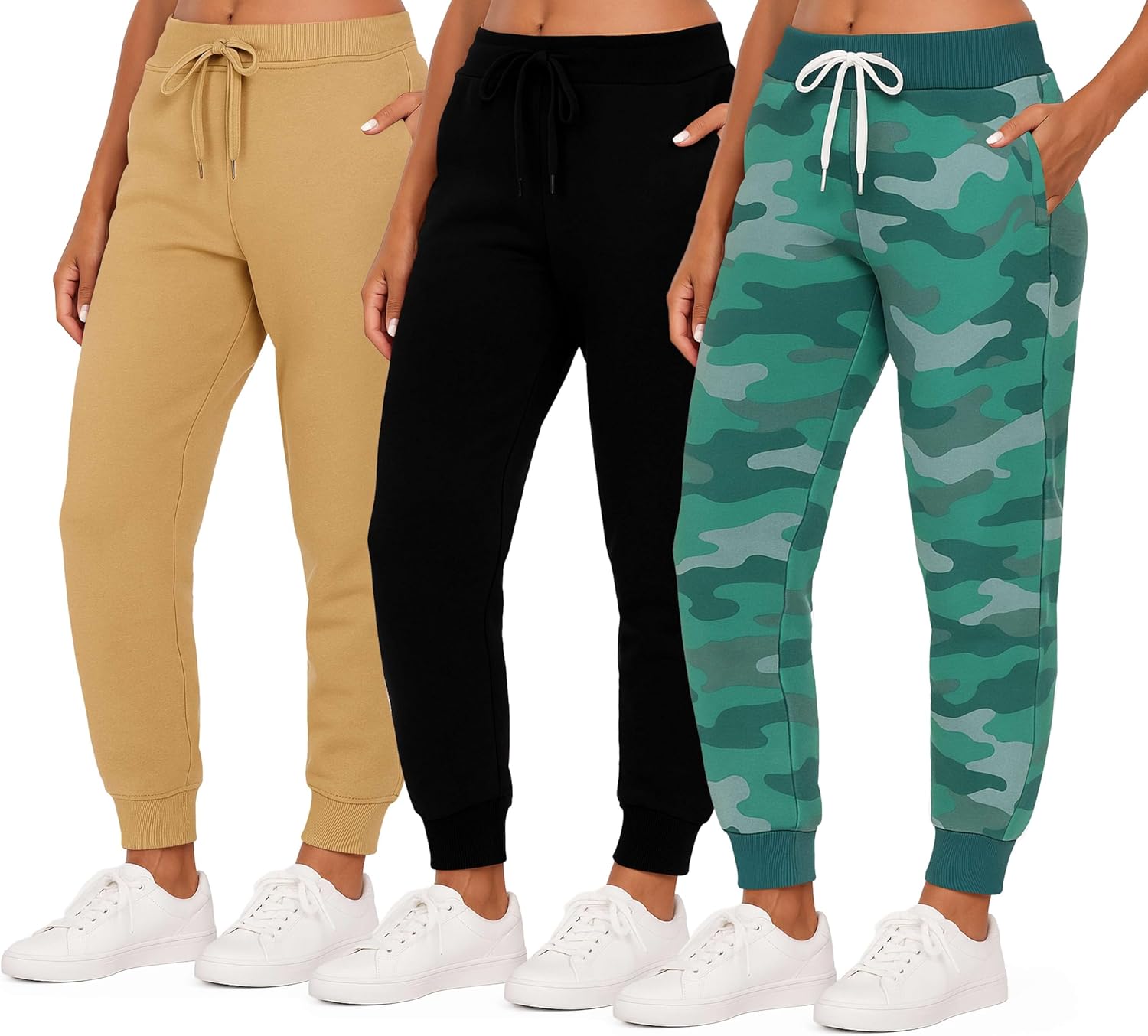 Women's Ultra-Soft Fleece Joggers: Cozy 3 Pack for All Sizes