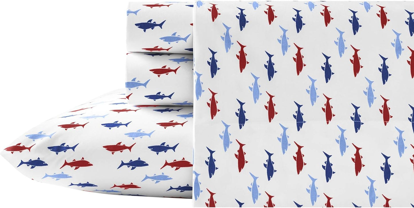 Nautica Twin Sheets Cotton Percale Bedding Set for Dorm Rooms