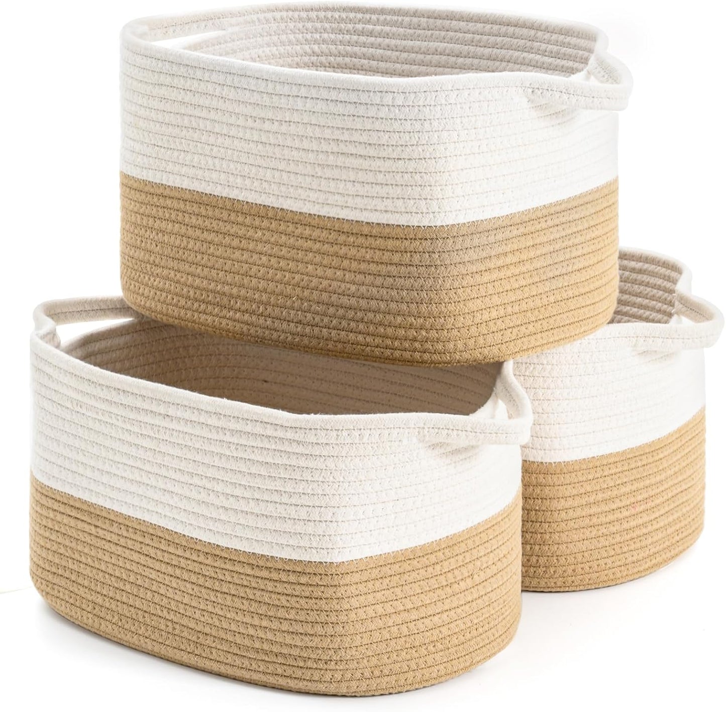 Cotton Rope Woven Storage Basket Set for Kids and Baby Items