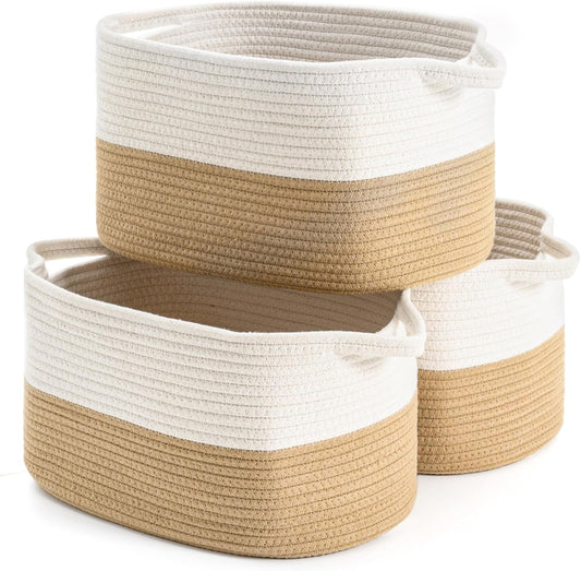 Cotton Rope Woven Storage Basket Set for Kids and Baby Items