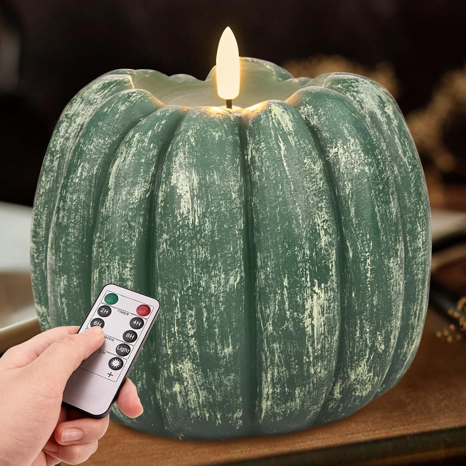 Flickering Flameless Wax Pumpkin LED Candle for Fall Decor
