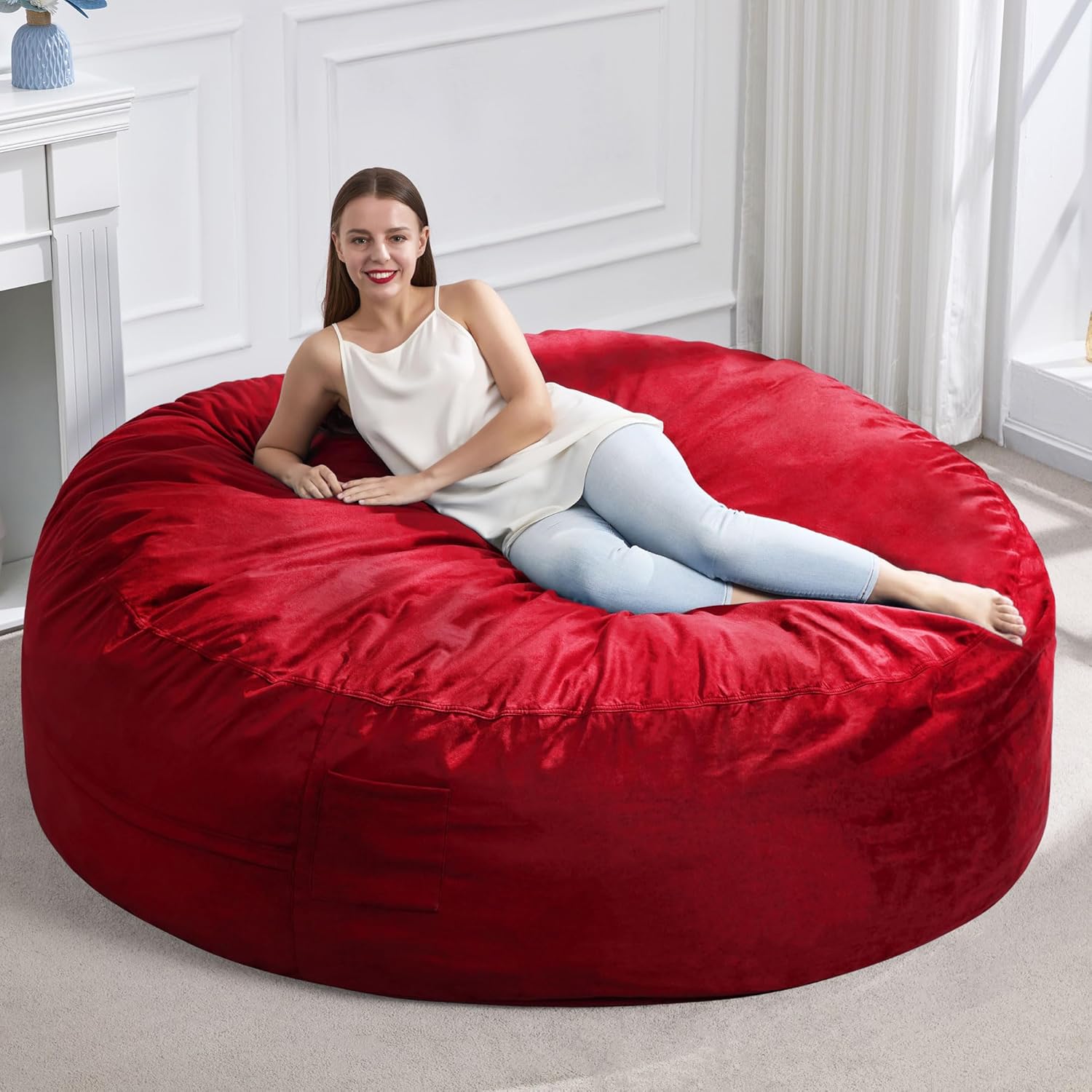 Hobestluk 6FT Bean Bag Chair for Adults - Cozy Velvet Comfort
