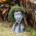 Succulents Face Planter Head Pot - Modern Impressionist Sculptural