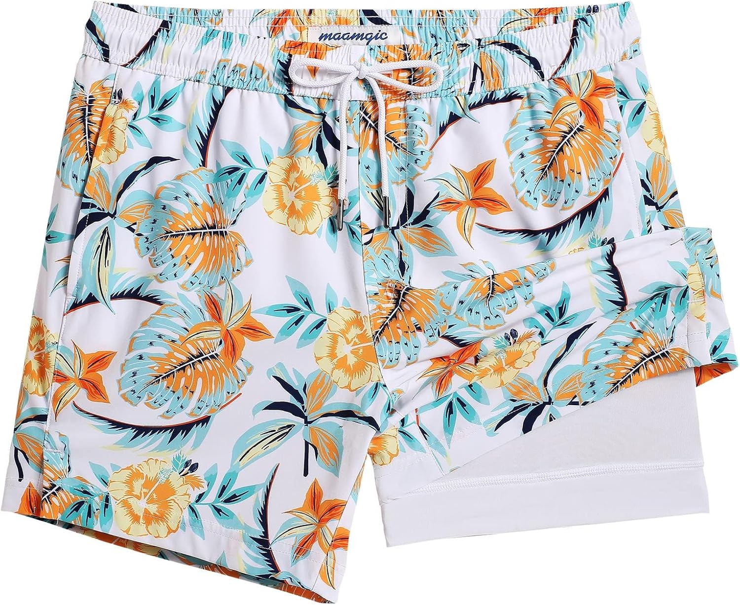 maamgic Mens 5 Inch Stretch Swimming Shorts for Beach Fun